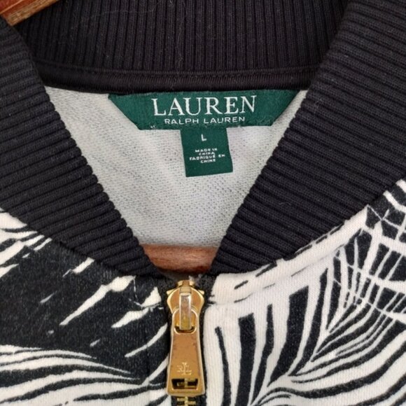 Lauren Ralph Lauren Womens White Printed Zip Up Jacket Large - Picture 3 of 7